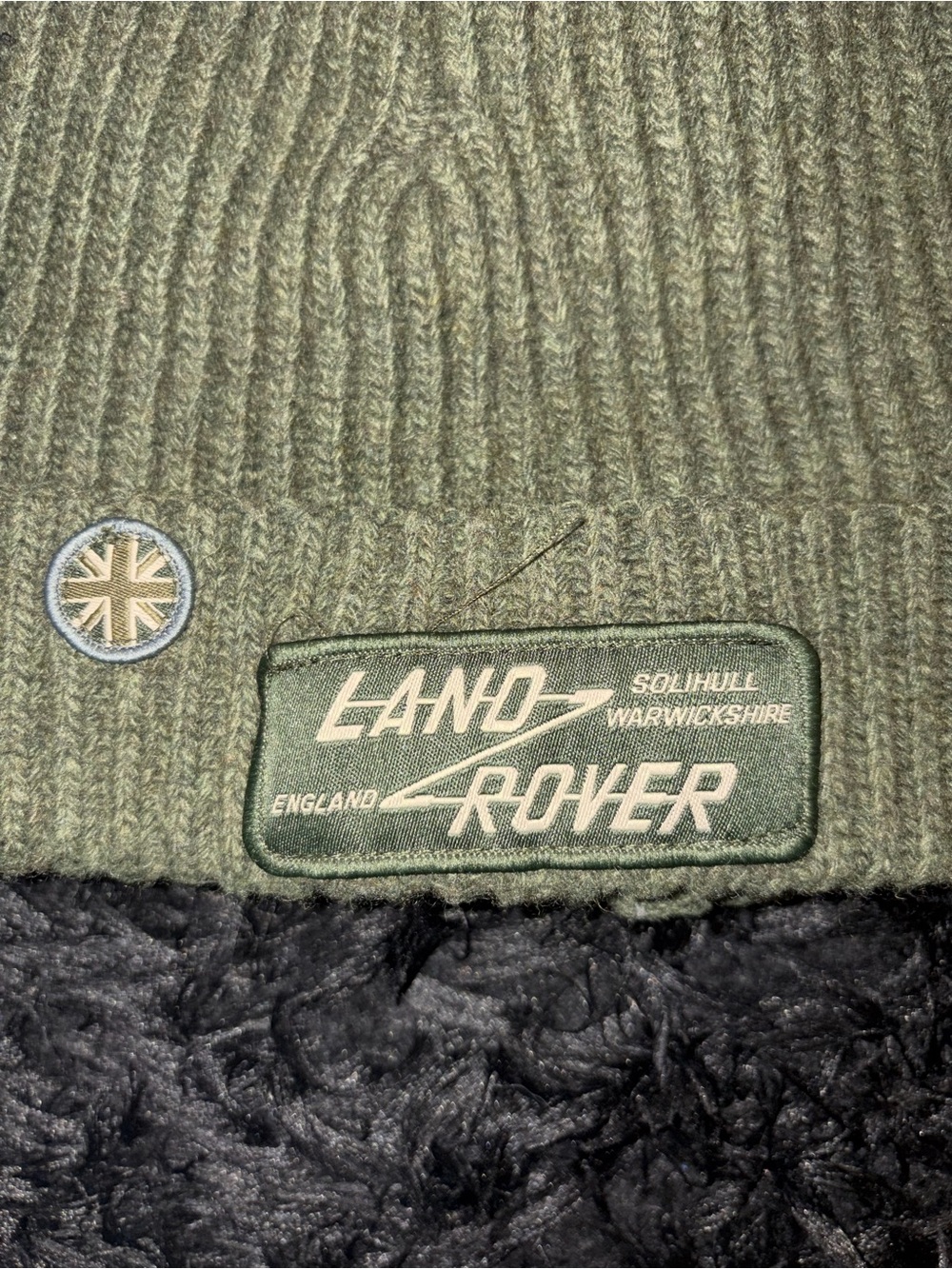Land Rover Men's Olive Ribbed Beanie with Branded Patch - Picture 2 of 4